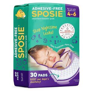 Sposie Diaper Booster Pads, Size 4-6, 30 Count - Hypoallergenic, Dermatologist..